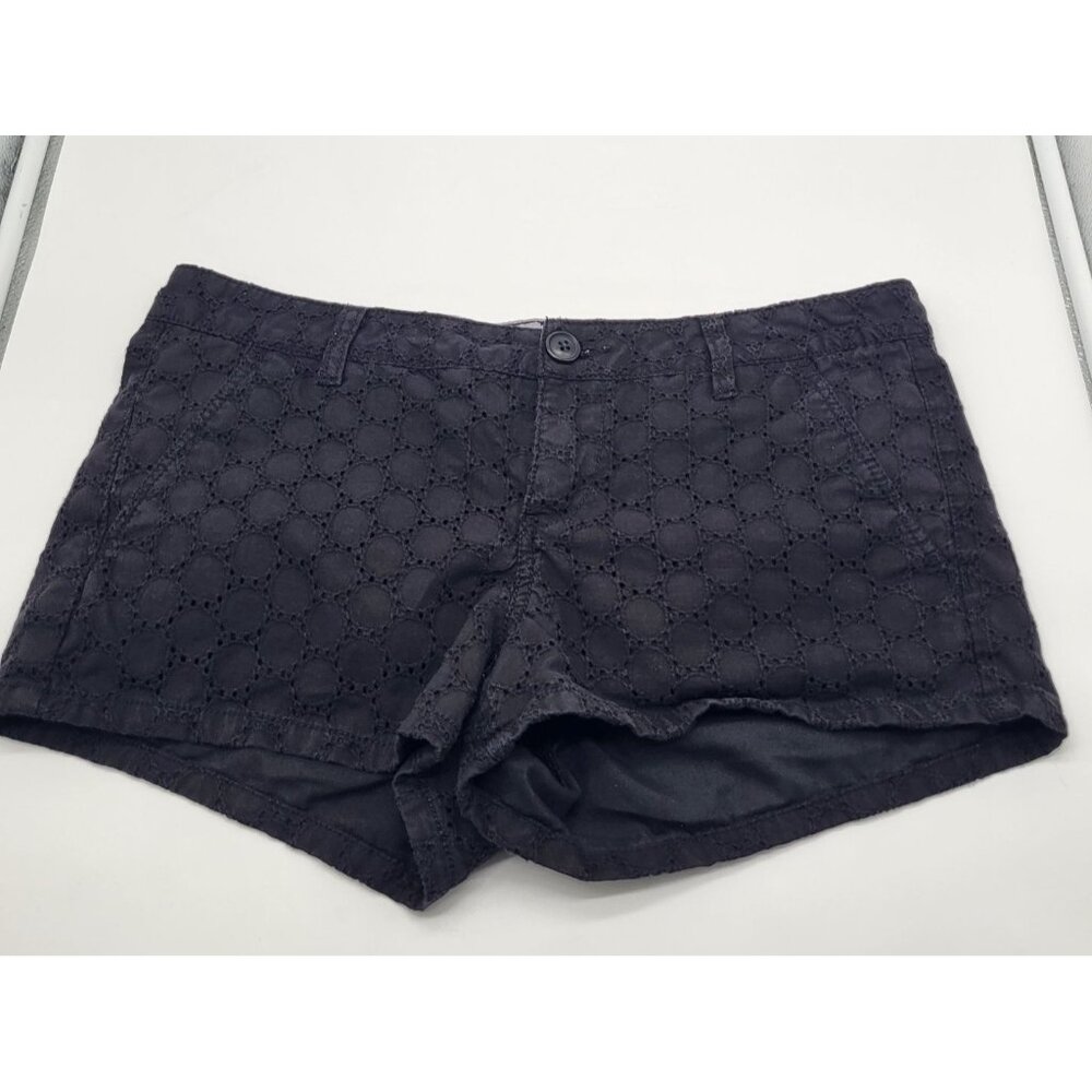 SO Juniors SZ 11 Black Eyelet Micro Mini Shorts Summer Y2k Preppy - Picture 1 of 8